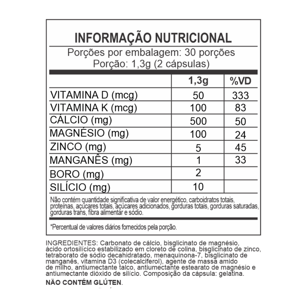 Tabela nutricional Osseonutre