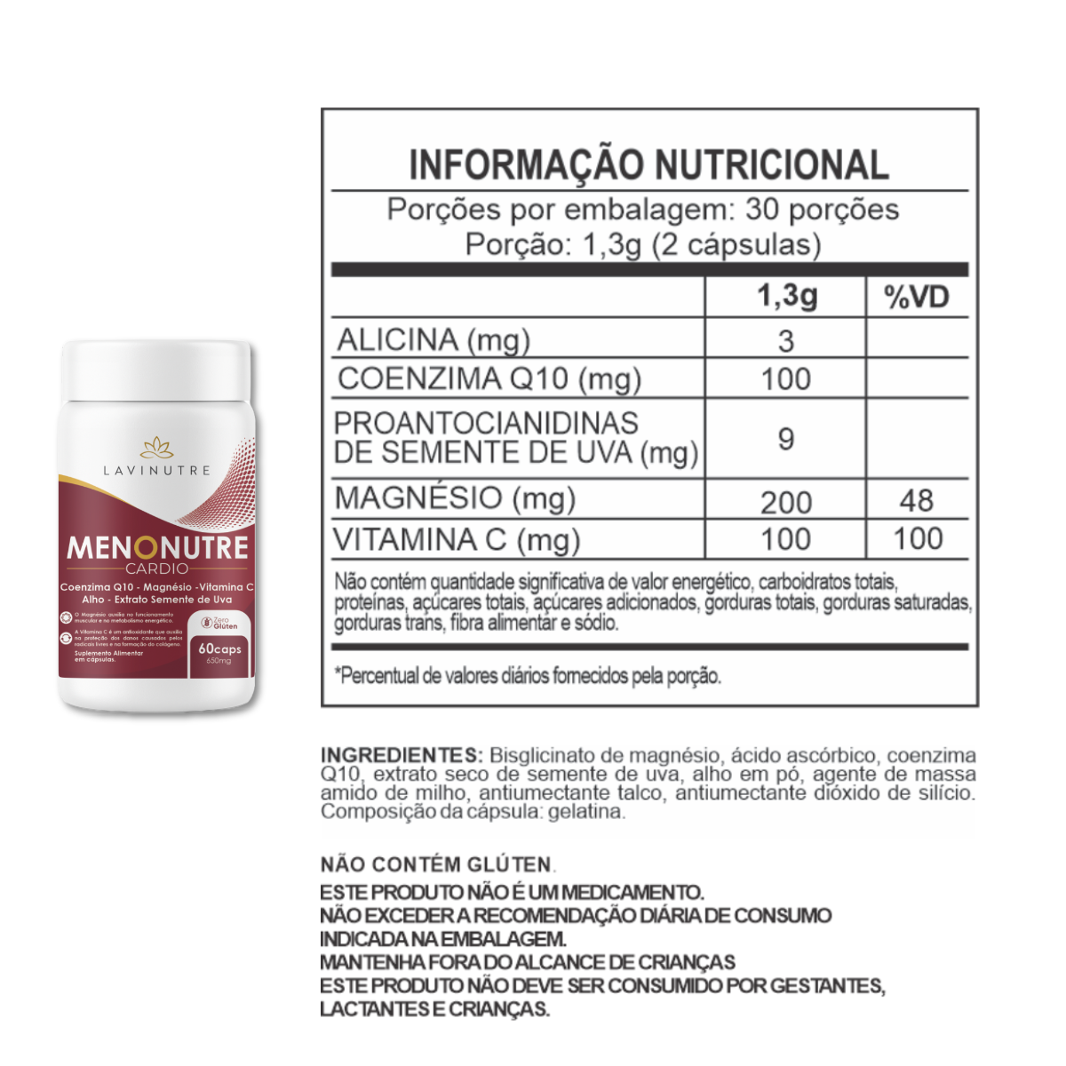 Tabela nutricional Menonutre Cardio